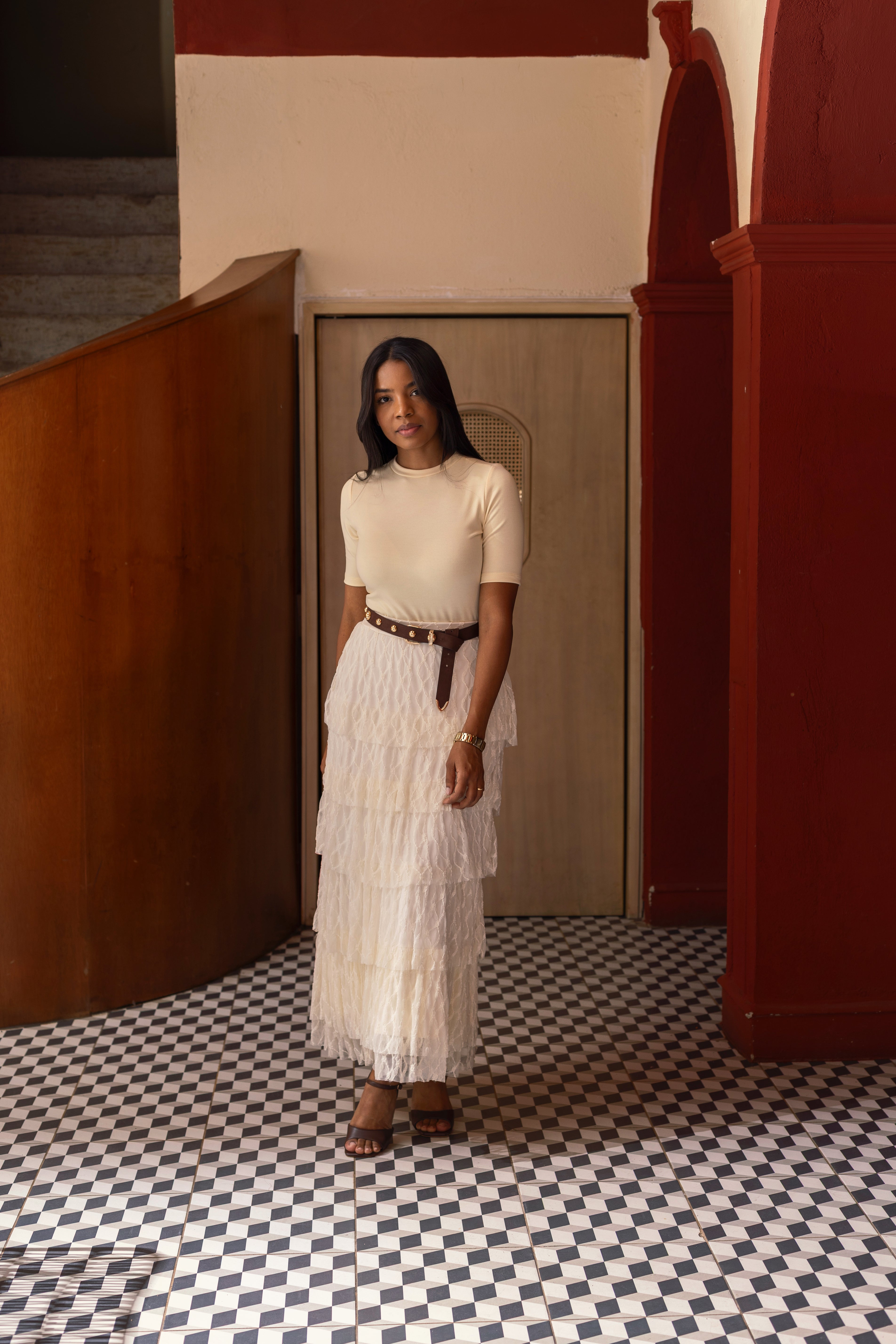 FALDA ARCADA BEIGE