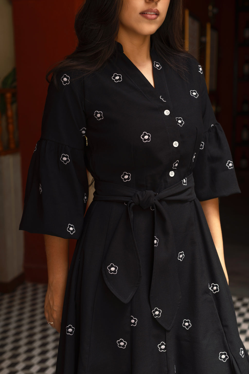 VESTIDO COLONIAL NEGRO